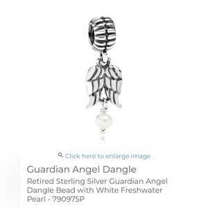 Retired Guardian Angel Dangle Bead with White Freshwater Pearl - 790975P